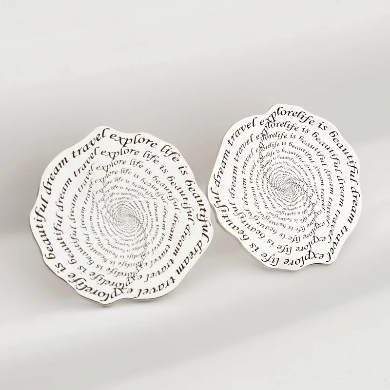 Cercei vortex - Model statement cu gravură - Argint 925 - Inchizatoare surub picture - 5