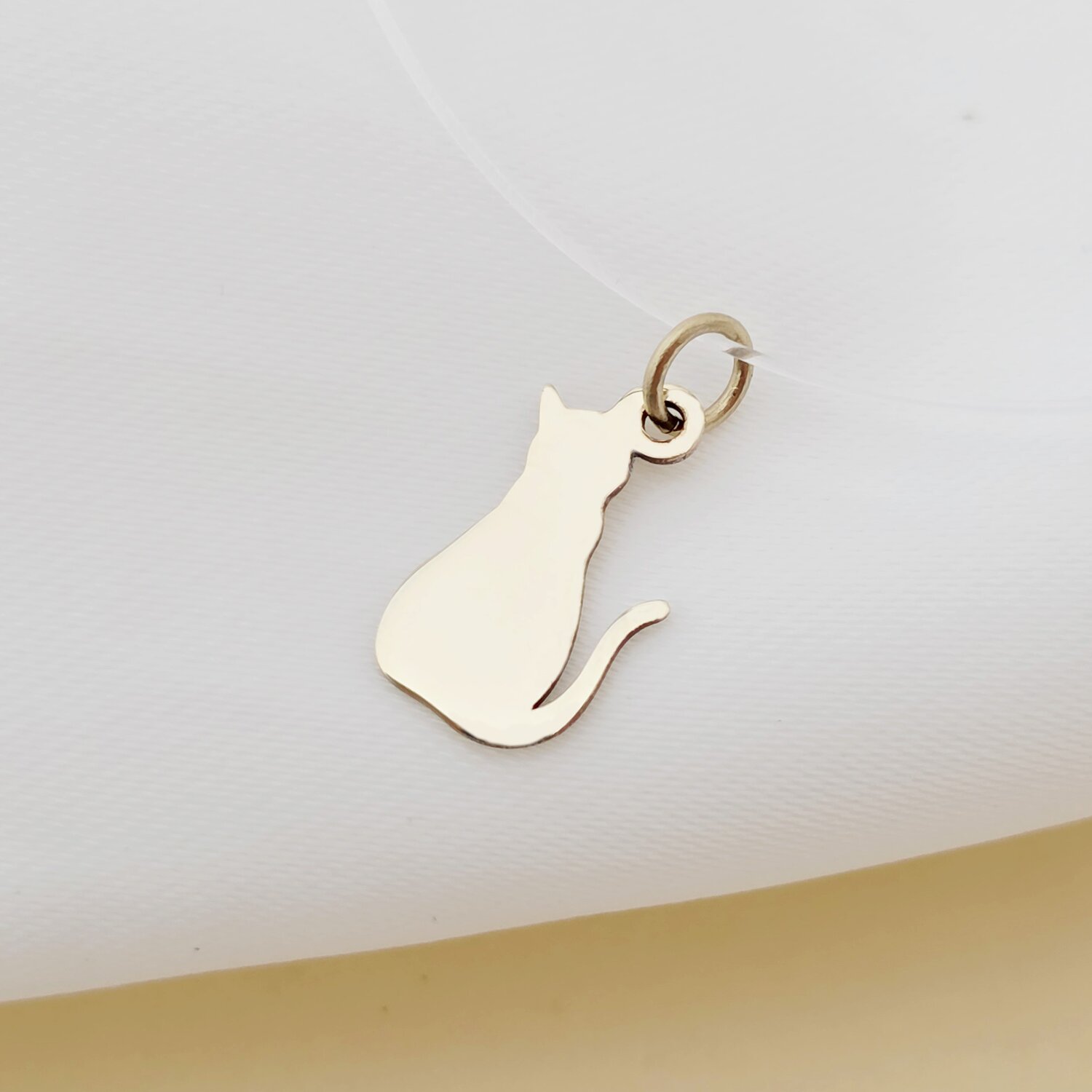 Choker Aur Galben 14K - Pandantiv Pisica - Lant silicon cu inchizatoare carabina