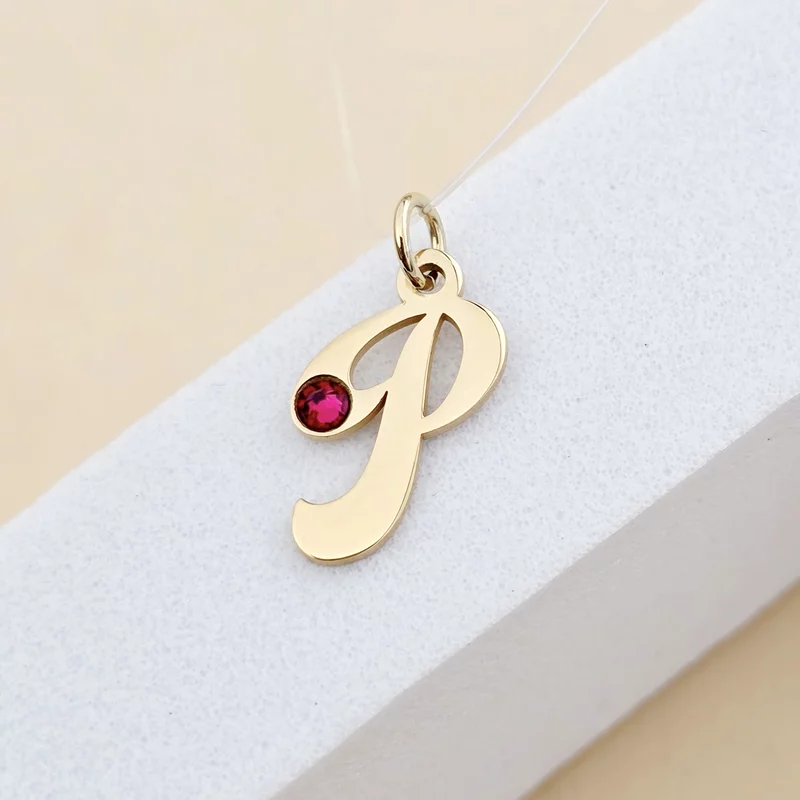 Choker cu initiala si cristal Swarovski - Argint 925 placat cu Aur Galben 18K  - Lant silicon picture - 3