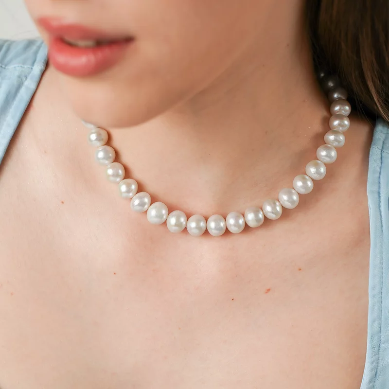 Colier cu Perle - Eleganta pura - Model sirag de perle mari - Argint 925 picture - 6