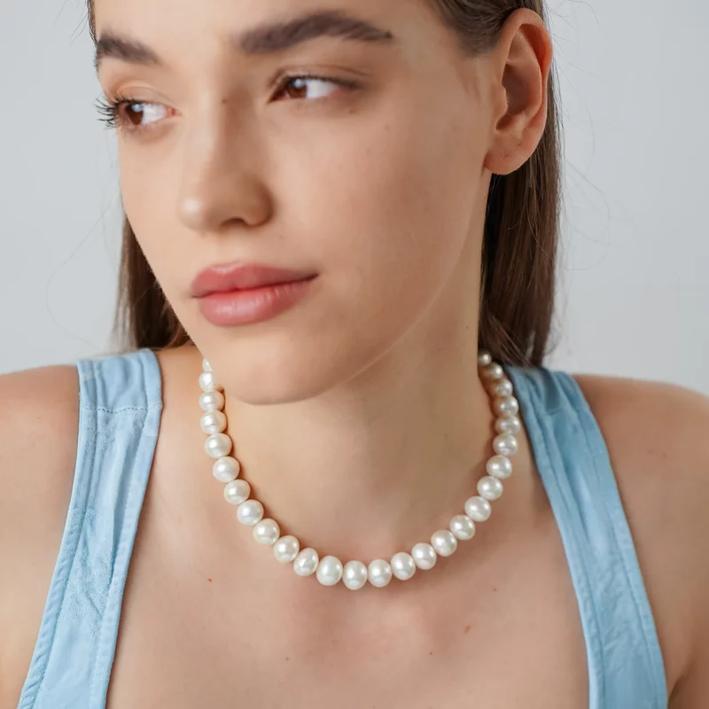 Colier cu Perle - Eleganta pura - Model sirag de perle mari - Argint 925 picture - 4