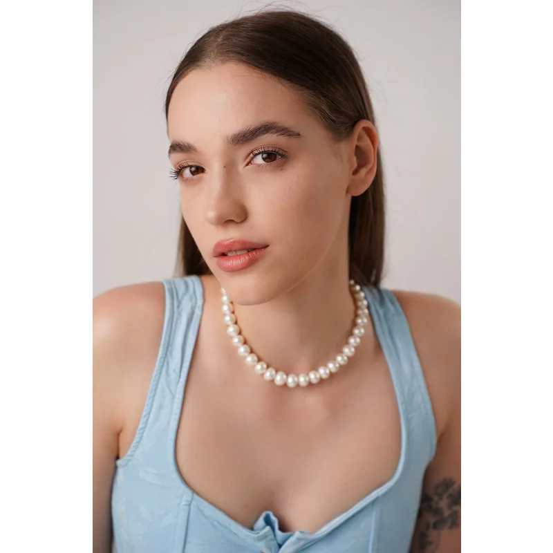 Colier cu Perle - Eleganta pura - Model sirag de perle mari - Argint 925 picture - 2
