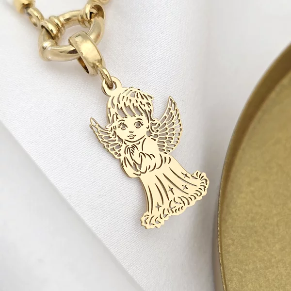 Colier Inger Pazitor - Pandantiv cu decupaje fine & Sirag Elegant de Pietre bambus sidef - Argint 925 placat cu Aur Galben 18K