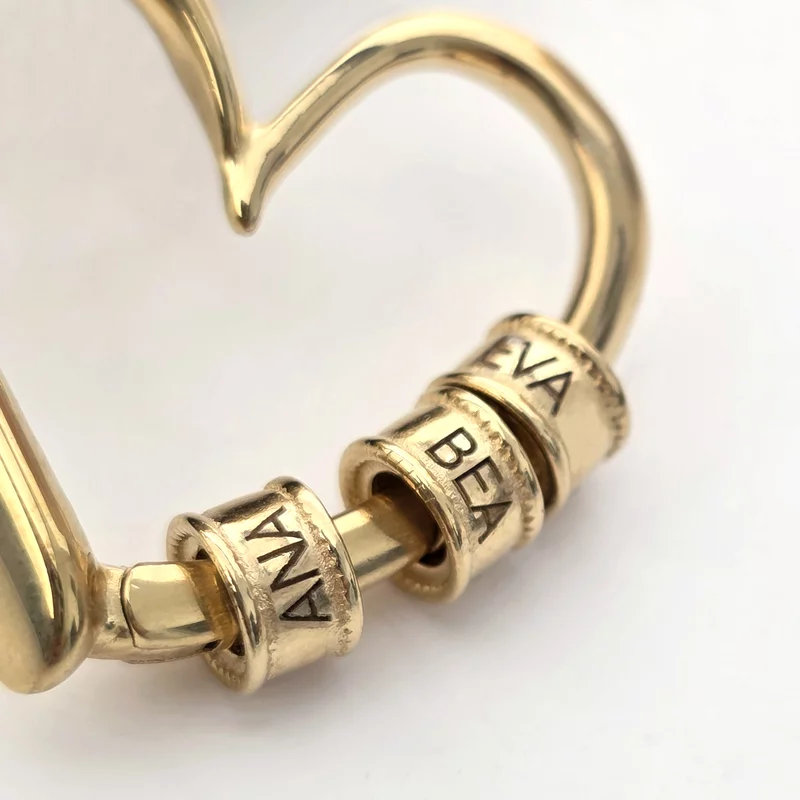 Lantisor Legaturi de Suflet - Pandantiv Inima si Elemente cu nume - Argint 925 placat cu Aur Galben 18K picture - 3