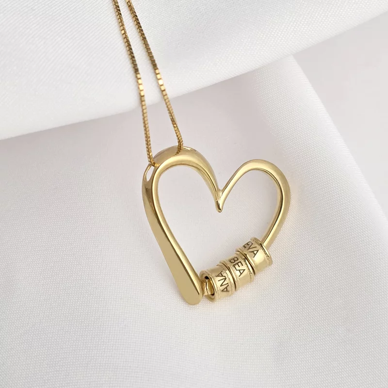 Lantisor Legaturi de Suflet - Pandantiv Inima si Elemente cu nume - Argint 925 placat cu Aur Galben 18K picture - 5