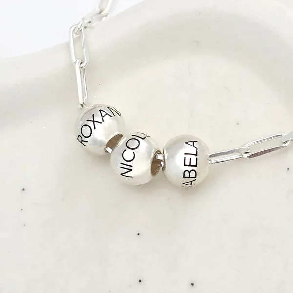 Colier Legaturi Pretioase  - 3 bilute personalizate cu nume - Lantisor cu zale dreptunghiulare - Argint 925