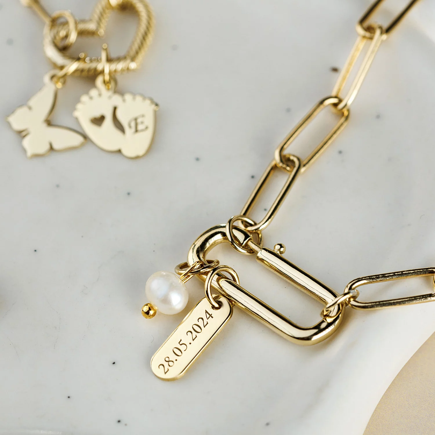 ELM-Bold – Lănțișor bază BIG PAPERCLIP – Argint placat cu Aur Galben 18K