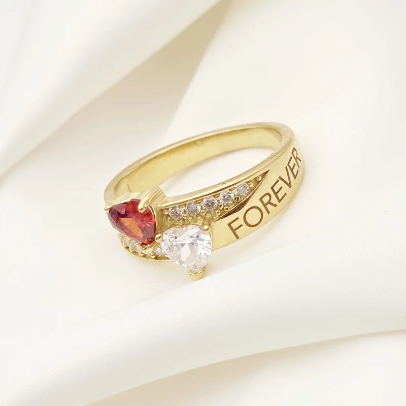 Inel Destine Unite - 2 nume si Cristale Zirconia - Argint 925 placat cu Aur 18K picture - 3