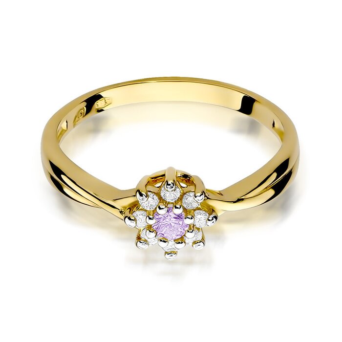 Inel colectia Luxury Aur Galben/Alb 14K cu Ametist 0.10ct 0.10ct