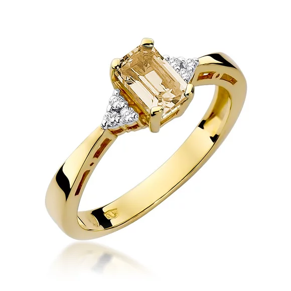 Inel colectia Luxury Aur Galben/Alb 14K cu Citrin 0.60ct