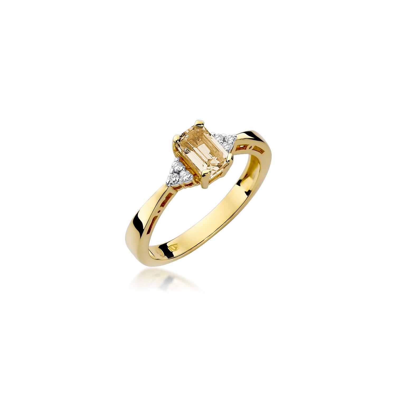 Inel colectia Luxury Aur Galben/Alb 14K cu Citrin 0.60ct