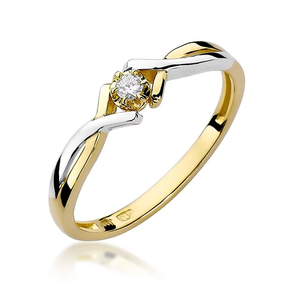 Inel colectia Luxury Aur Galben/Alb 14K cu Diamant 0.04ct