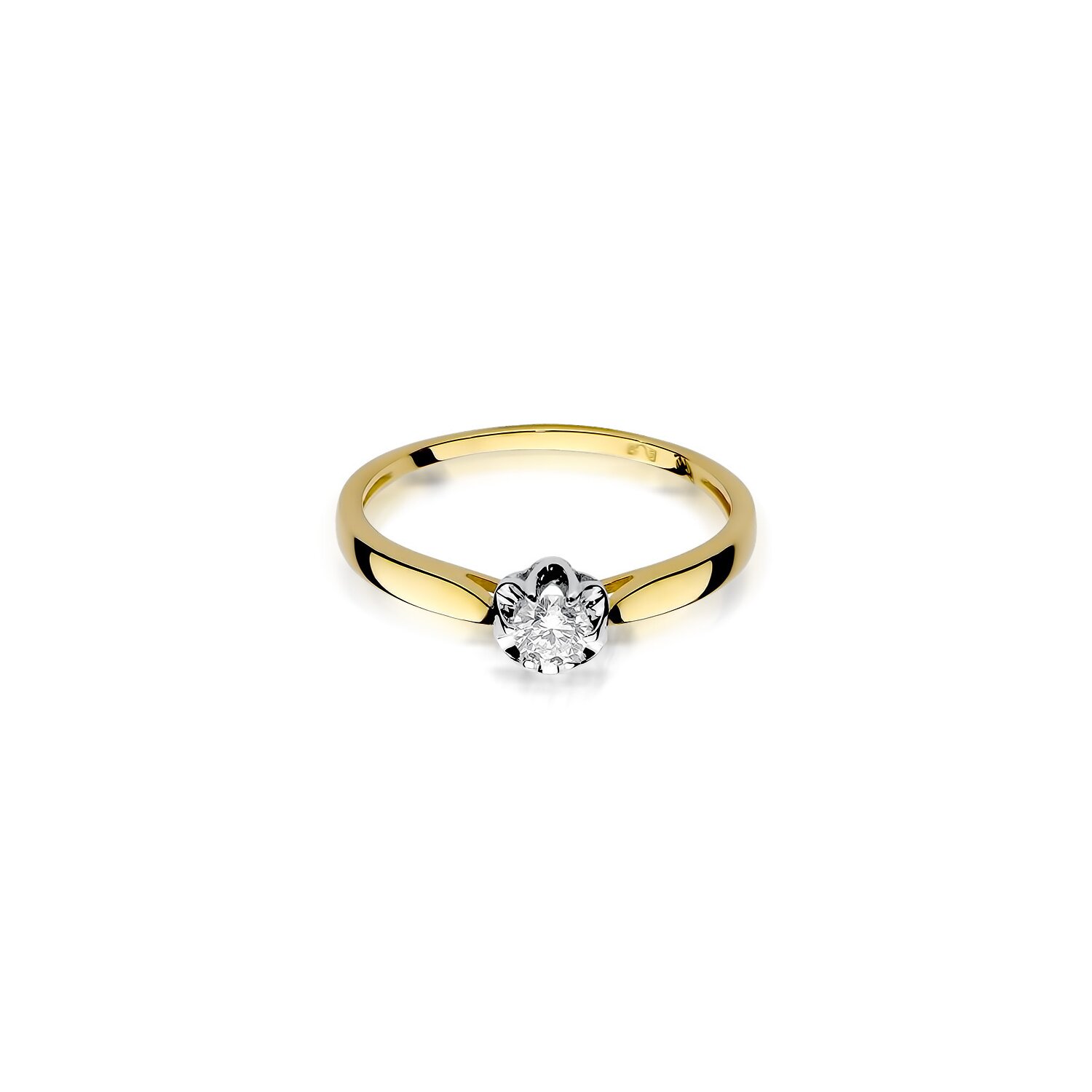 Inel colectia Luxury Aur Galben/Alb 14K cu Diamant 0.15ct