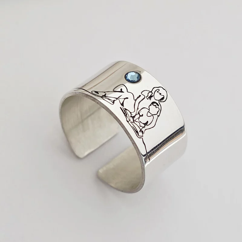 Inel personalizat - Mama si fiu - model lat - Argint 925 - Cristal Swarovski picture - 3