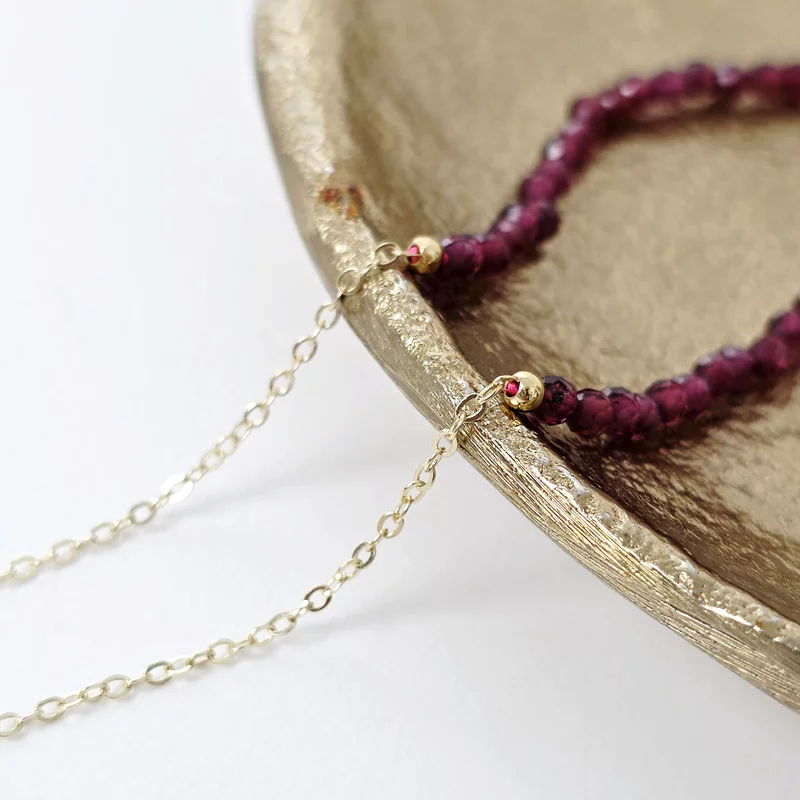 Lantisor Butterfly - Pietre Granat & Pandantiv cu Aripa Fluturas - Argint placat cu Aur Galben 18K picture - 5
