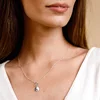 Lantisor cu 2 Diamante naturale -  Pandantiv banut Yin&Yang - Argint 925