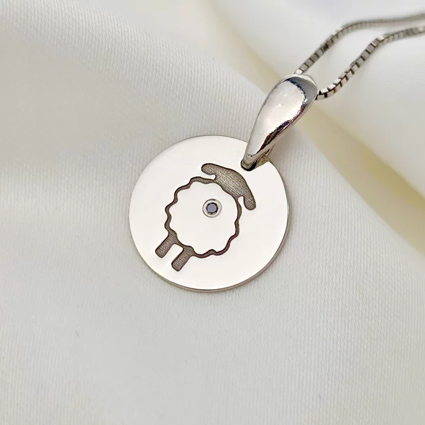 Lantisor cu Diamant natural - Oita cu codita - Argint 925 Rodiat