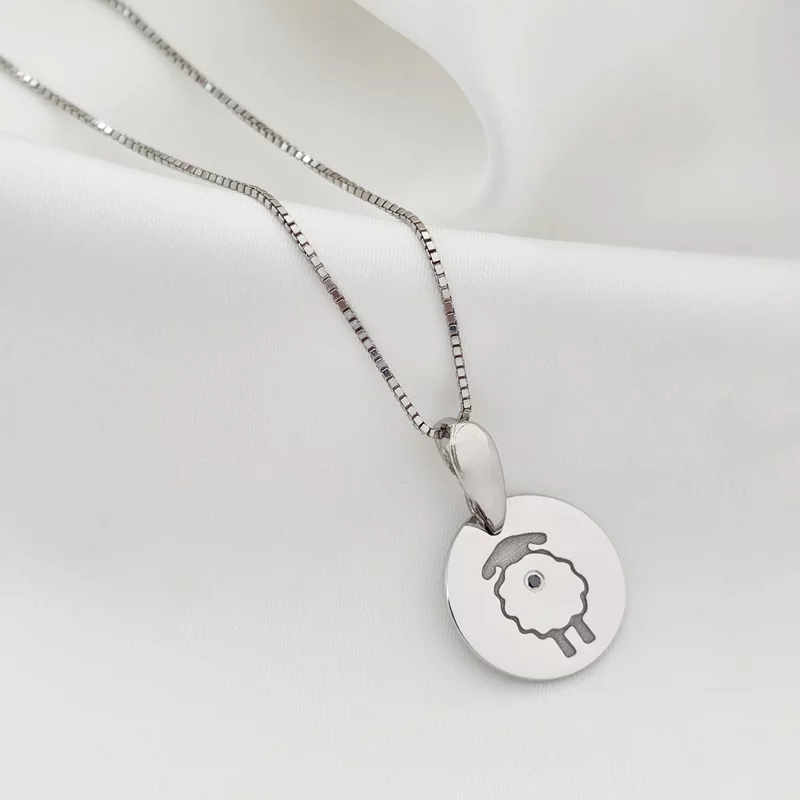 Lantisor cu Diamant natural - Oita cu codita - Argint 925 Rodiat picture - 3