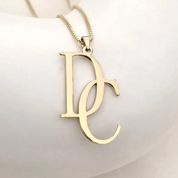 Lantisor cu initiale personalizate - Argint 925 placat cu Aur Galben 18K