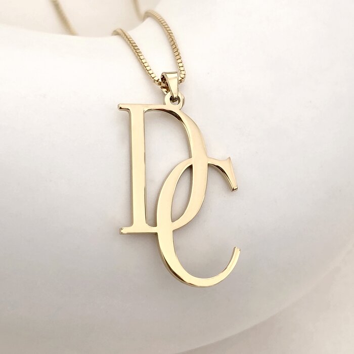Lantisor cu initiale personalizate - Argint 925 placat cu Aur Galben 18K