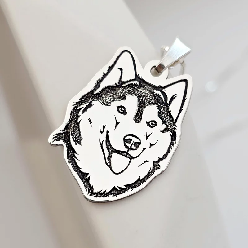 Lantisor cu pandantiv Husky - Argint 925 picture - 1