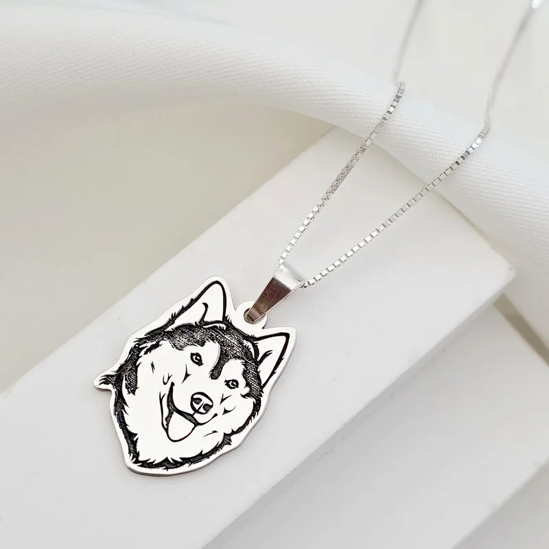 Lantisor cu pandantiv Husky - Argint 925 picture - 3