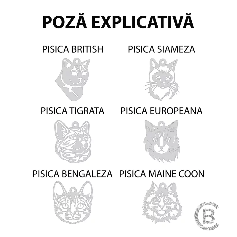 Lantisor cu pandantiv personalizat cap de pisica british – 18 mm - Lant forzatina - Argint 925 picture - 6