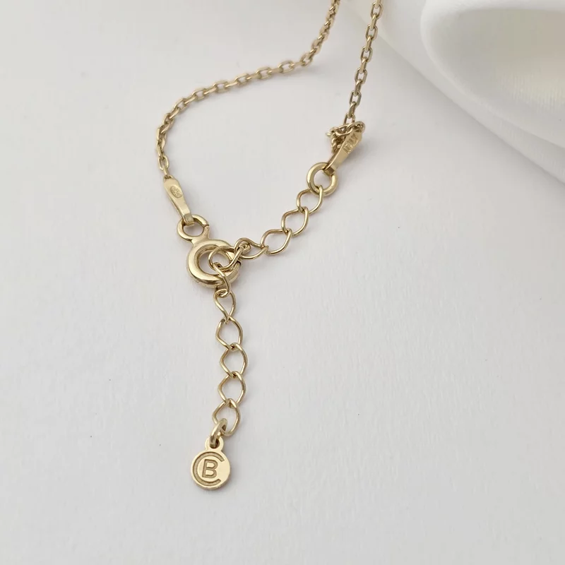 Lantisor cu pandantiv placuta personalizata cu nume si Diamant Natural - Argint placat cu Aur Galben 18K picture - 5