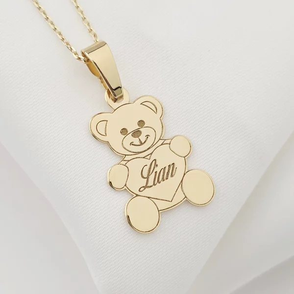Lantisor Ursulet - Nume personalizat - Aur Galben 14K