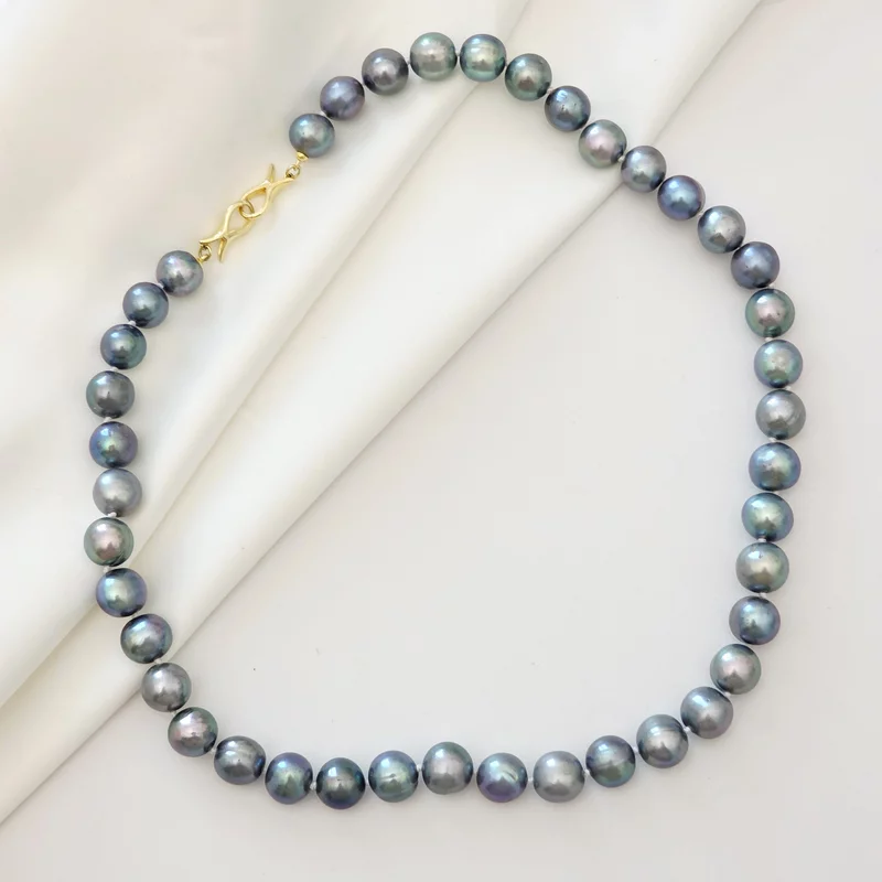 Lantisor cu Perle - model sirag de perle rotunde peacock de apa dulce- Argint 925 placat cu Aur Galben 18K picture - 3