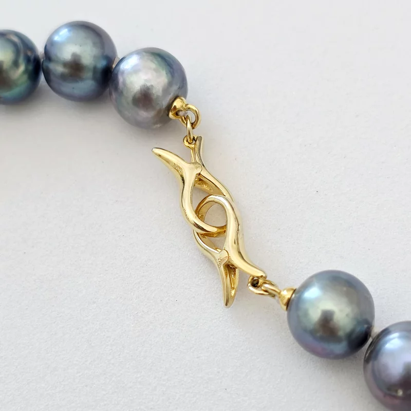 Lantisor cu Perle - model sirag de perle rotunde peacock de apa dulce- Argint 925 placat cu Aur Galben 18K picture - 5