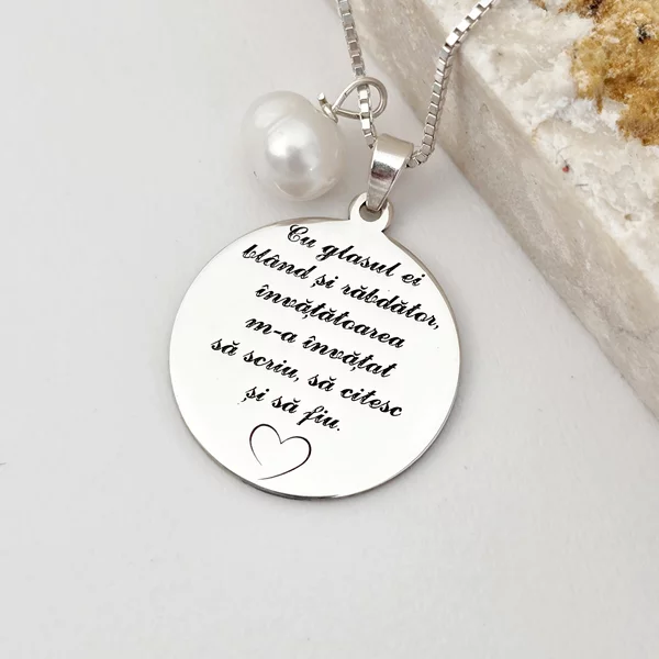 Lantisor cu picatura de Perla - Glasul Invatatoarei - Argint 925