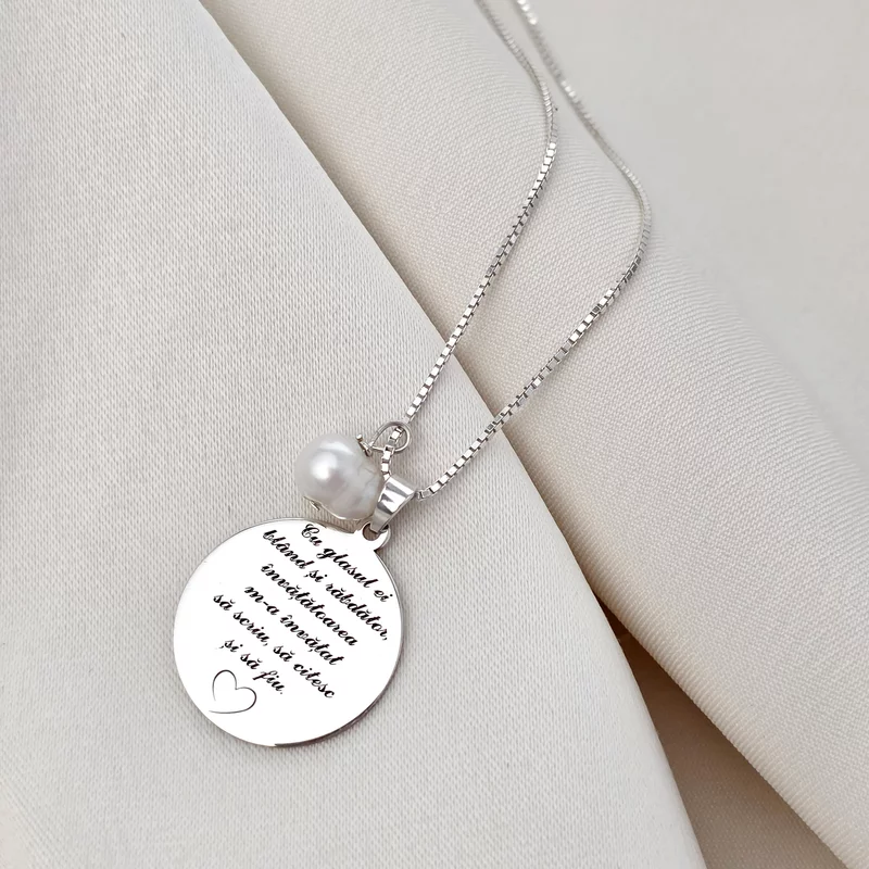 Lantisor cu picatura de Perla - Glasul Invatatoarei - Argint 925 picture - 3