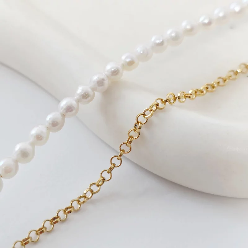 Lantisor Faith - Bijuterie cu Har - Combinație lant si perle naturale - Argint 925 placat cu Aur Galben 18K picture - 3