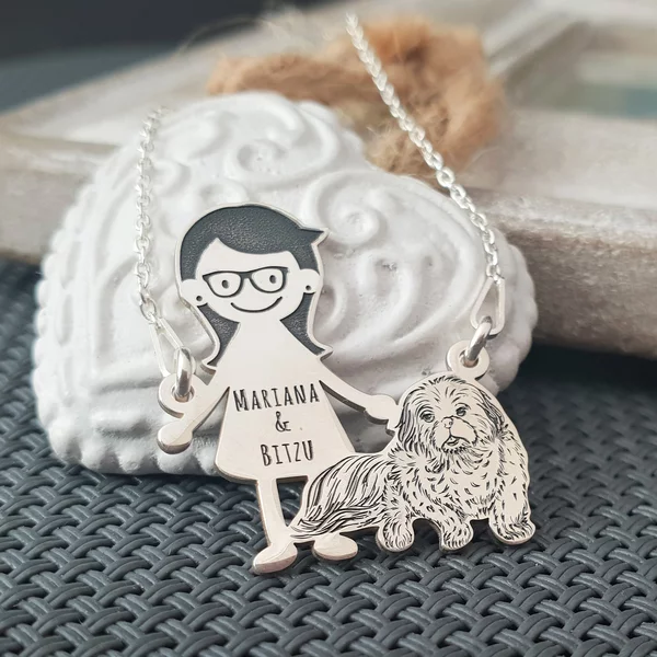 Lantisor Familie - 2 Membri cu Pechinez - Argint 925