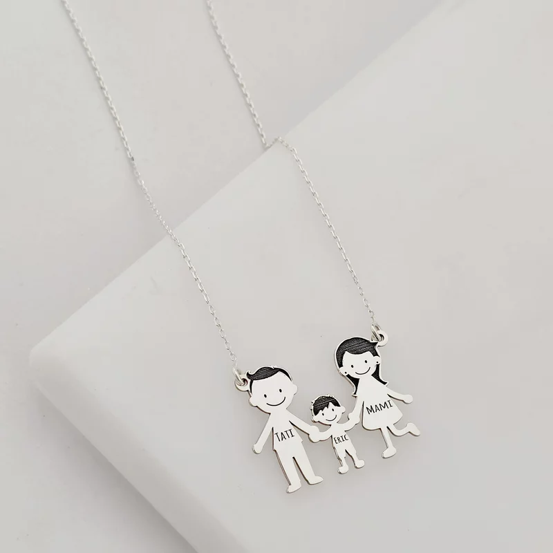 Lantisor Familie - 3 Membri - Argint 925 picture - 5