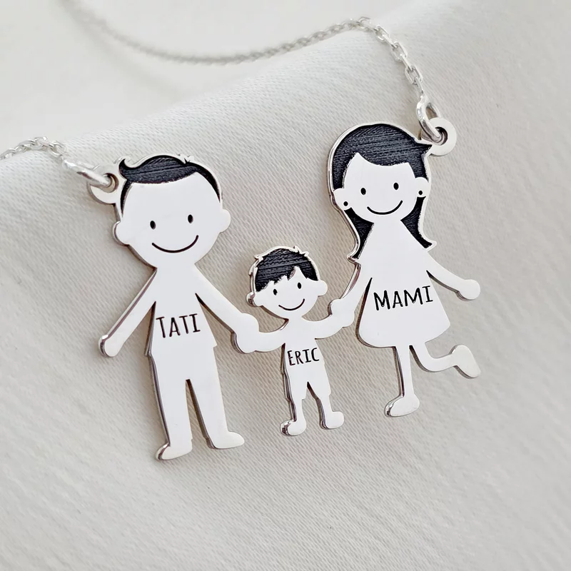Lantisor Familie - 3 Membri - Argint 925 picture - 1
