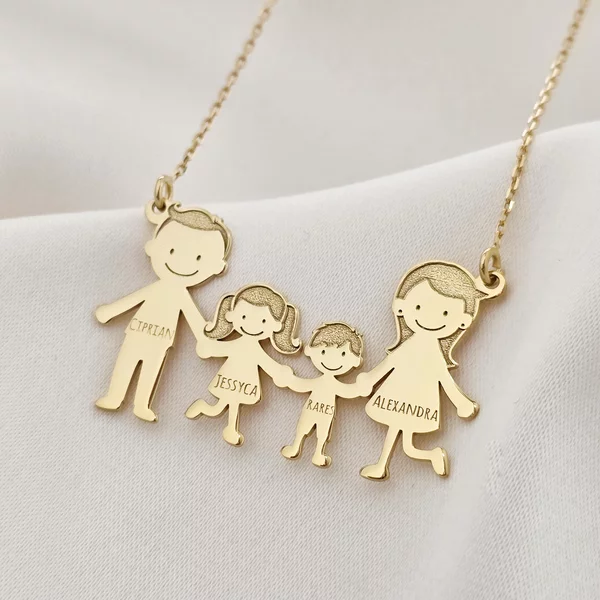 Lantisor Familie - 4 Membri - Argint 925 placat cu Aur 18K