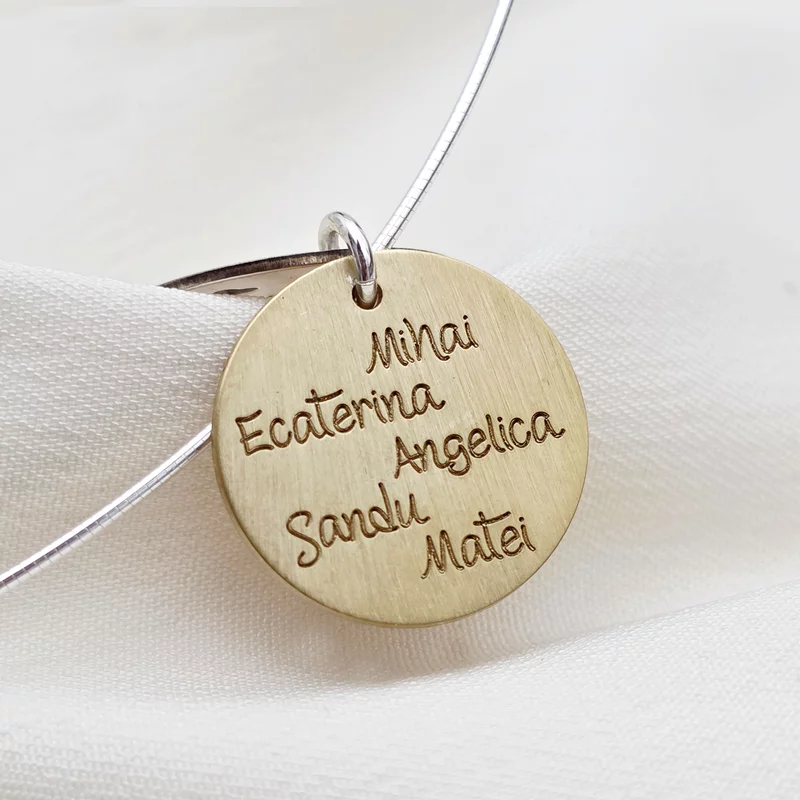 Lantisor fix cu doi banuti mati suprapusi - Amprenta iubirii -  Argint 925 & Argint 925 placat cu Aur Galben 18K picture - 3