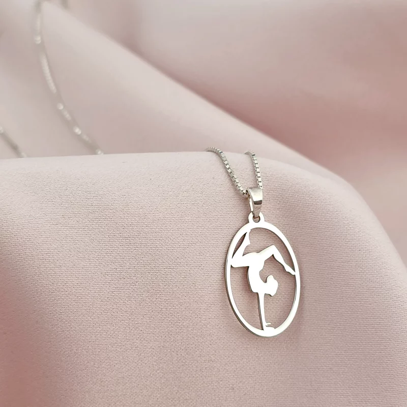 Lantisor Gimnasta grațioasă - Model oval decupat - Argint 925 picture - 3