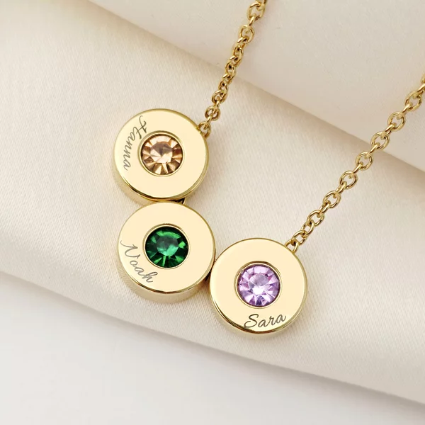 Lantisor Halo - Cercuri personalizate & Zirconii in culorile lunii de nastere  – Otel Inoxidabil 316L