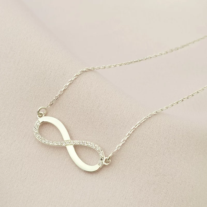Lantisor infinit decorat cu Zirconii albe  - Argint 925 picture - 3