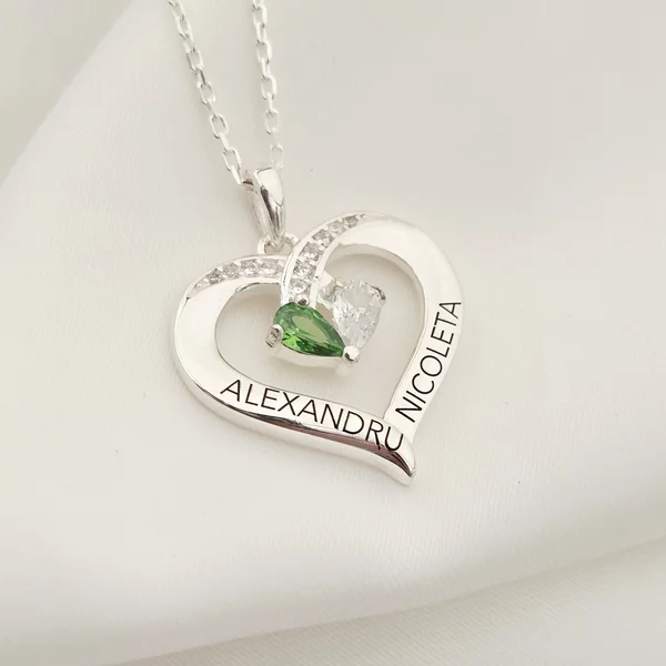 Lantisor Iubirea Mea - 2 nume si Cristale Zirconia  - Argint 925