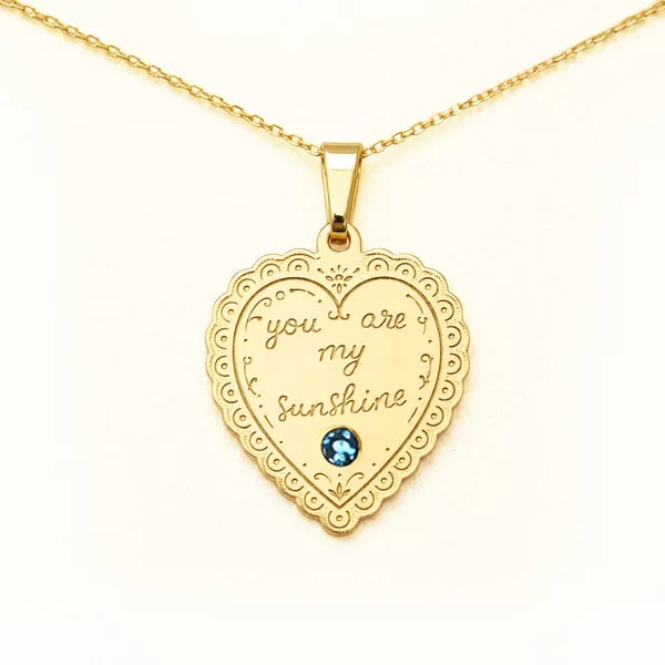 Lantisor My Sunshine - Pandantiv Inima cu Cristal Swarovski - Aur Galben 14K