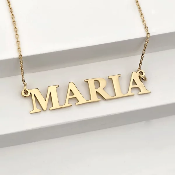 Lantisor Nume - font de tipar -  Argint 925 placat cu Aur Galben 18K