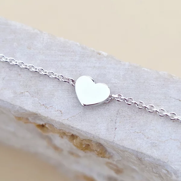 Lantisor minimalist - Pandantiv lateral Inima - Argint 925