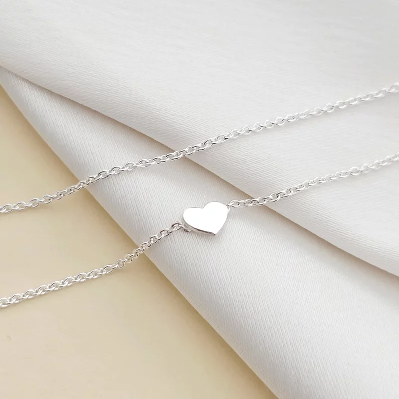 Lantisor minimalist - Pandantiv lateral Inima - Argint 925 picture - 2