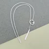 Lantisor personalizat - Cerc decupat cu cristal Swarovski si placuta  - Model lariat Y - Argint 925