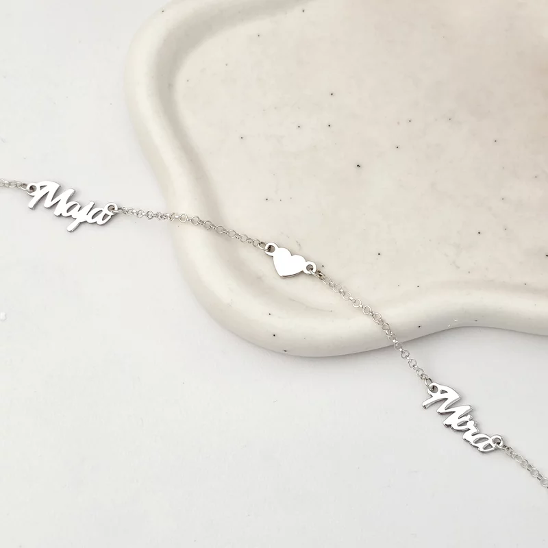 Lantisor personalizat Conexiune - 2 Nume si 1 Inimioara - Argint 925 picture - 3