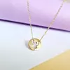 Lantisor personalizat cu Diamant natural - Pandantiv banut ingeras decupat - Aur Galben 14 K